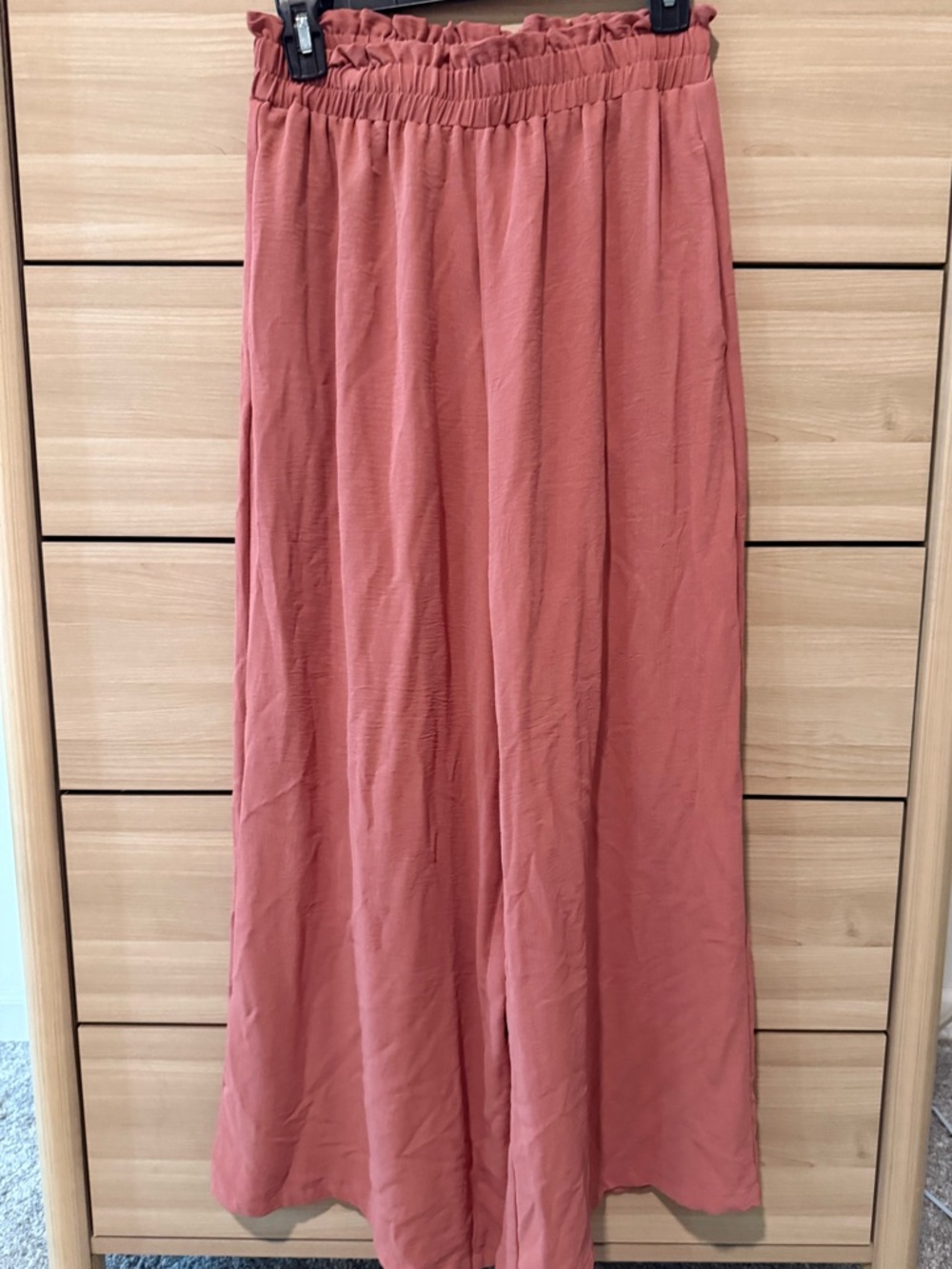 Women's Elastic Waist Wide Leg Pant - Dusty Rose - Picture 1 of 3